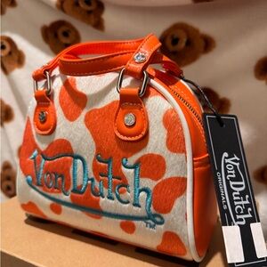 Von Dutch Orange and White Mini Bag